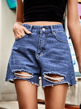 Denim Casual Holes Shorts