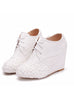 White Wedge Wedge Lace-up Boots