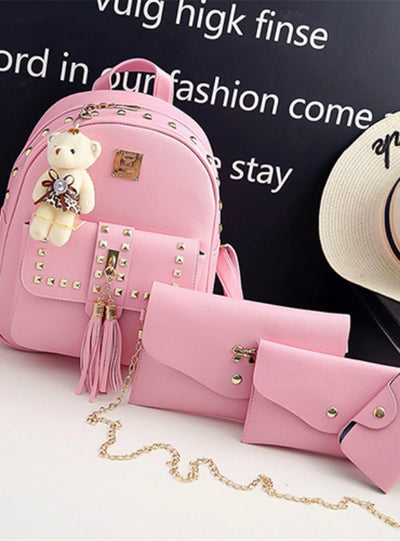 Black Backpack School Bags For Teenage Girls 