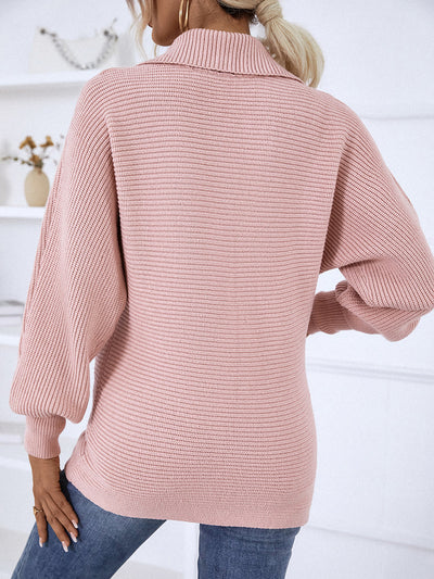 Solid Color Pullover Lantern Sleeve Sweater
