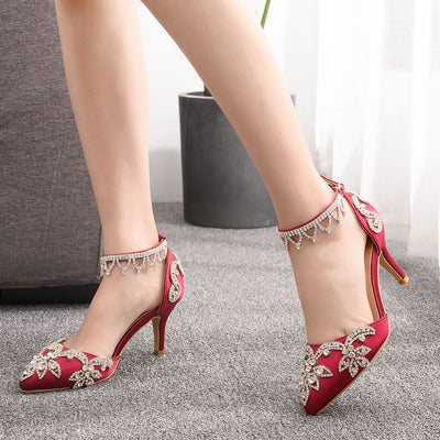 Silk Satin Fine Rhinestone Sandals