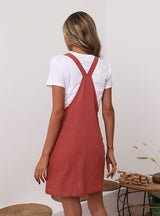 Short Casual Loose Cotton Bib Skirt