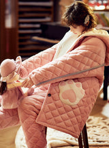 Pink Three-layer Cotton Wool Padded Warm Cotton Jacket Coral Fleece