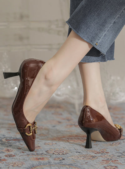 Fashion Sheepskin Square Toe Thin Documentary Shoes