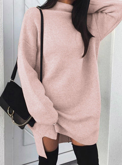 Women Turtleneck Warm Knitted Sweater Dress
