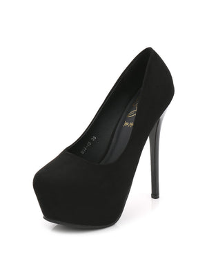 High-heeled Platform Flannelette Smooth Round Head Shoes