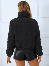 Solid Color Turtleneck Zipper Coat