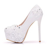 Waterproof Platform Pearl Wedding Shoes