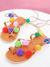 Colorful Sandals Flat Lace Up Flip Flops Beach 
