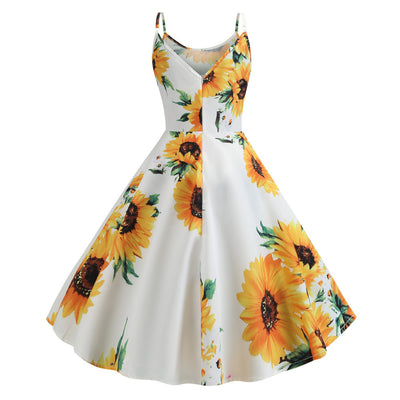 Summer Sling Sunflower Print Dress