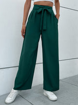 Casual Lace-up Wide-leg Pants