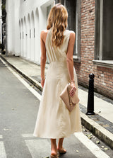 Solid Color Sleeveless Long Dress