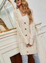 Long Sleeve Button Twist Cardigan Sweater