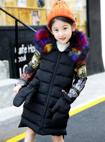 Heavy Fur Collar Padded Jacket Cotton-Padded 
