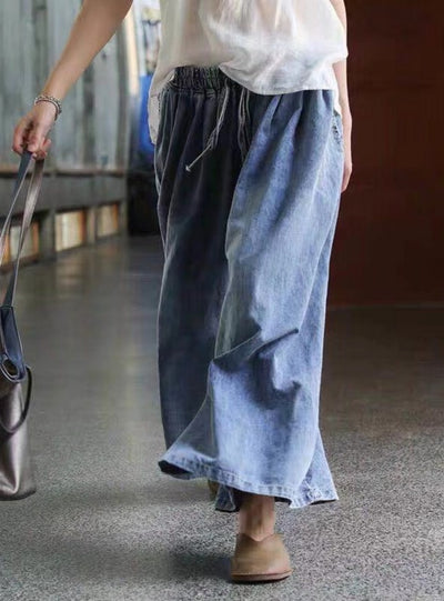 Women Loose-laced Wide-leg Jeans