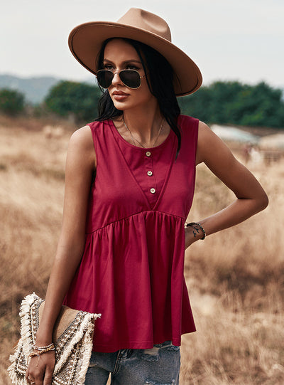 Loose Ssleeveless Knitted Blouse