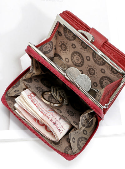 Women Wallets Cowhide Leather Zipper Hasp Coin Purses