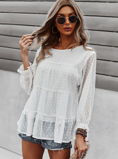 Women Round Neck Casual Shirt