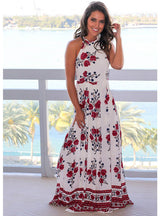 Maxi Chiffon Dresses Tunic Floral Print Dress Sleeveless 
