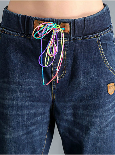 Boyfriend Loose Joggers Harem Jeans Elastic Bottoms 