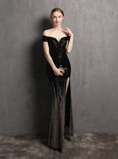 Sexy Sequins Mermaid Off the Shoulder Prom Dress