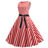 Sleeveless Retro Striped Print Dress