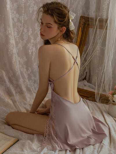 Sexy Ice Silk Lace French Nightdress