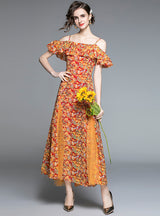 Women Strap Floral Chiffon Dress