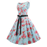 Blue Scoop Print Sleeveless Dress