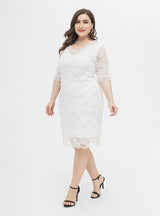 Plus Size Lace Hollow Short Sleeves Dress