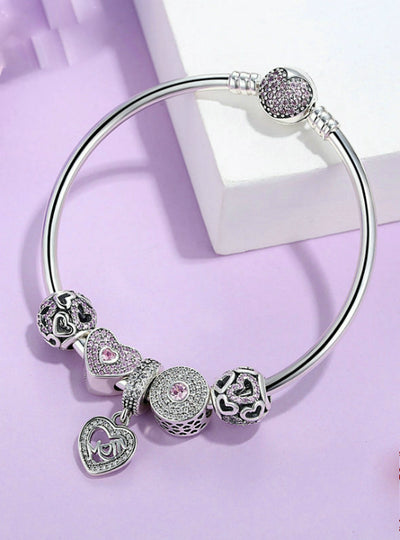 925 Sterling Silver Heart Bangles & Bracelet 