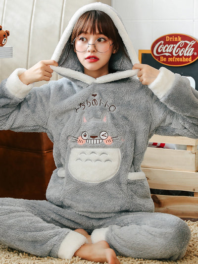 Gray Totoro Cute Cartoon Chinchilla Thickened Flannel