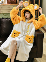 Blue Bear Long Sleeve Long Style Sleepwear