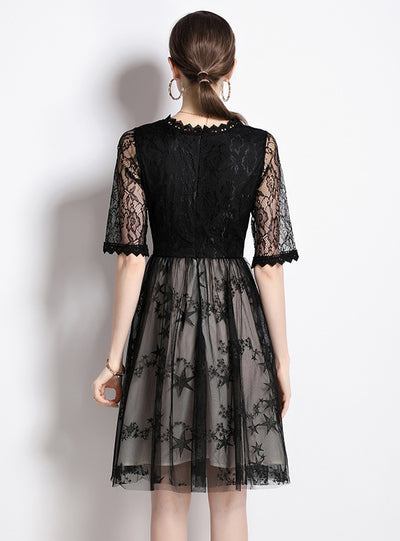 Black Lace Tulle Girl Dress