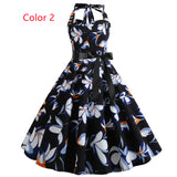 Retro Backless Print Vintage Dress