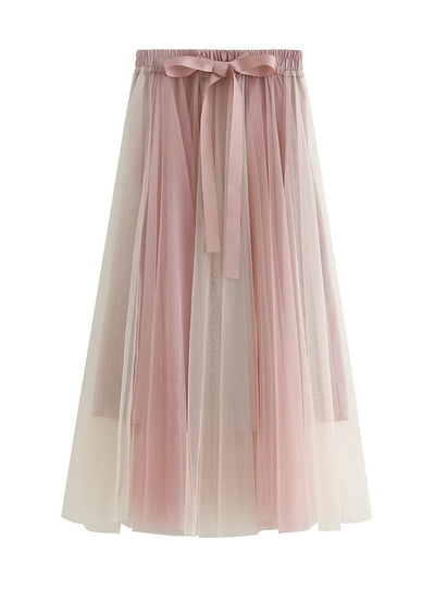 Women Spliced Gauze Skirt