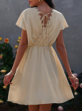 Fashion V-neck Lace Chiffon Dress