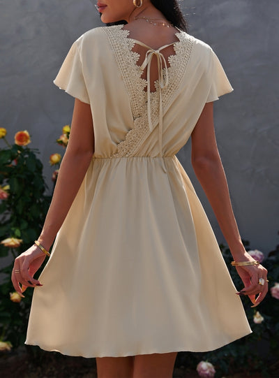 Fashion V-neck Lace Chiffon Dress