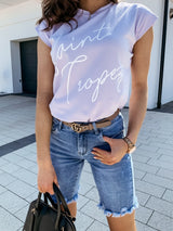 Holes and Fringed Jeans Short Pants