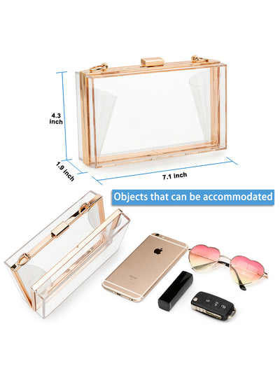 Women Acrylic Clear Clutch Transparent Crossbody Purse 