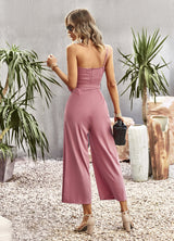 One Shoulder Solid Color Strap Jumpsuit