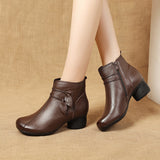 Women's Short  Leather Retro Martin Thick Boots