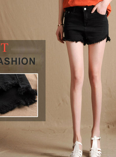Black Denim Shorts Female Large Size Loose Jeans