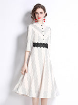 Lace Short Sleeve Embroidered Dress