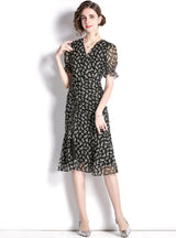 Fish Tail Drawstring Bag Hip Slit Dress