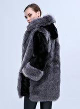 Women Faux Fur And Hooded Luxury Coat