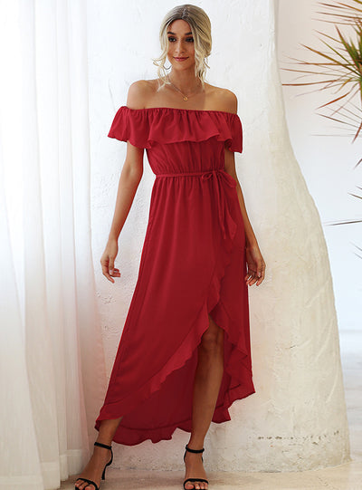 High Waist Irregular Off the Shoulder Dress