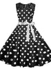 Dot Sleeveless Lace Stitching Print Dress