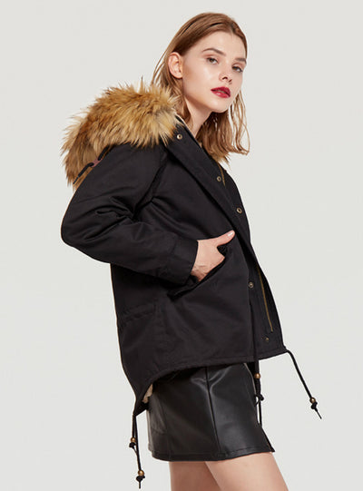 Large Fur Ccollar With Hat Cotton-padded Jacket 