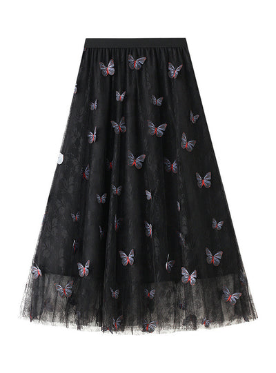 Three-dimensional Butterfly Embroidered Gauze Skirt